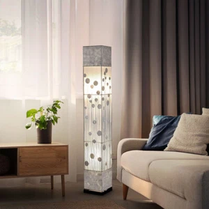 Lampada Da Terra Lampada Da Soggiorno Perlmutt Tessuto Bianco Africa 2-Fiamma - Bild 1 von 8