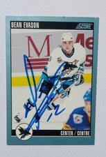 1992-93 Score #103 In Person Auto Dean Evason San Jose Sharks