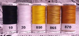 1 schwarz 1 weiß 3 gold GUTERMANN 100% Polyester Nähgarn 274 Yard Spulen - Bild 1 von 1