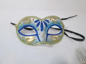 Fancy Blue and Gold Sparkle Mask Masquerade Party Prom Cosplay - Picture 1 of 2
