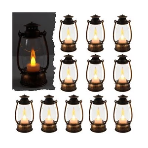 12Pcs Mini Lantern Decorative with Flickering LED Candle, Bulk 6Inch Hanging ... - Picture 1 of 7