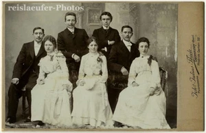 Three couples and the lonely Nerd. Original Cabinet-Photo from ca. 1900 - Picture 1 of 1
