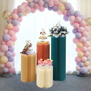 4 PEZZI Colonne di Carta Espositore Piedistalli Supporti Pieghevole Matrimonio Festa Decorazione Nuovo - Foto 1 di 14