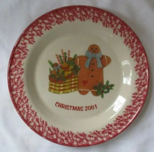 GERALD HENN WORKSHOPS NATALE 2001 CERAMICA PIATTO SPUGNA ROSSO - NUOVO - Foto 1 di 5