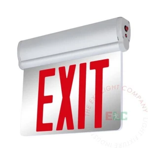 LFI Leuchten | Rot LED Rand beleuchtet Ausstiegsschild doppelseitiger Spiegel | ELRT-R-A-BB-DM - Bild 1 von 5