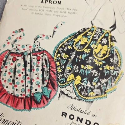 Vintage Ruffle Apron Pattern Advance Buttons & Bows FF - Image 1 of 4