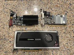 Lot Of 3 Parts GPU: MSI R5450 1gb, XFX ON-XFX1 1gb, Nvidia Quadro 4000 P1031 2GB - Picture 1 of 6