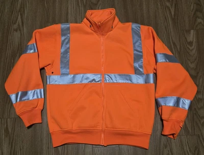 VEA Orange Reflective SAFETY JACKET COAT ~ Mens MED~ Work Ware~Hunting-Polyester - Image 1 of 4