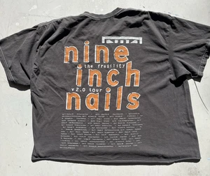 Women's Nine Inch Nails T-Shirt Black Gray Spell-Out S/M Tour Fragility Mid-Riff - Picture 1 of 14