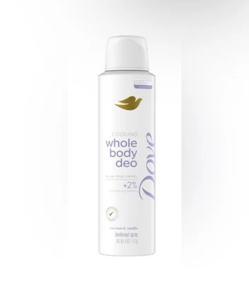 2 Dove Cooling Whole Body Spray Deodorant Coconut & Vanilla Aluminum-Free 1.1 Oz - Image 1 of 4