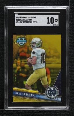 2023 Bowman U Chrome Yellow Refractor /75 Sam Hartman #165 SGC 10 GEM - Image 1 of 2