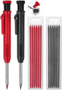 2 Pack Carpenter Construction Pencils Mechanical Pencils with 12 Refills, - Picture 1 of 11