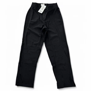 Hue Womens Zippered High Waist Crepe Capri Pants Size Large Black Hem Slit New - Picture 1 of 7
