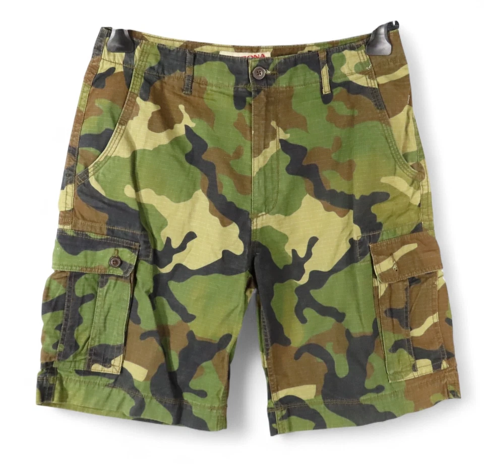 VTG Y2K Arizona Jeans CAMO CARGO SHORTS Ripstop Canvas GREEN/BROWN Camouflage 34 - Image 1 of 4