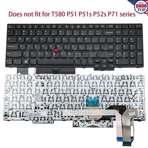 New US Keyboard Non-Backlit for Lenovo ThinkPad E580 T590 P52 P53 P53s P72 P73 - Picture 1 of 9