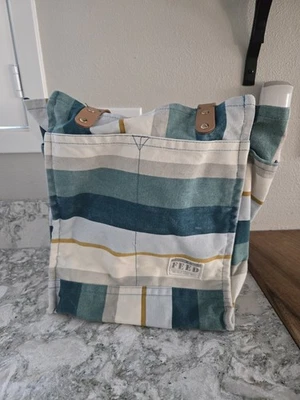 FEED Projects Reusable Coastal Stripe Blue Canvas Market Tote Bag - Image 1 of 4