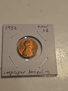 1982 1c Memorial Cent Improperly Annealed. Annealing Error - Picture 1 of 4