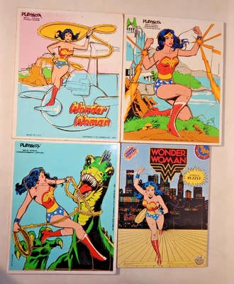 4 rompecabezas de madera completos de colección Playskool Craft Master Wonder Woman DC Comics Foto 1 de 4