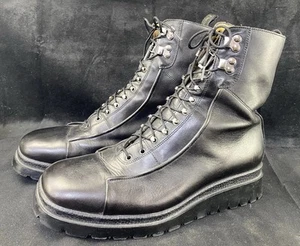 Paciotti Combat Motorcycle Ankle Boots Black Leather Mens Shoe Size US 8.5 EUC - Picture 1 of 7