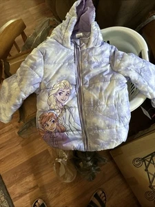 Disney Frozen Girls Zip Up Puffer Jacket Toddler 6 - Picture 1 of 5