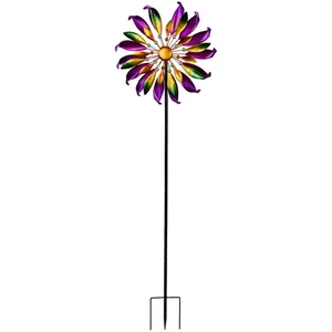 Northlight 4.5' Mardi Gras Flower Outdoor Pinwheel Garden Stake - Picture 1 of 7