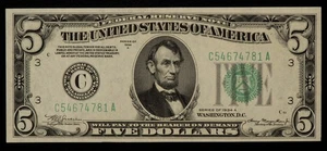 FR 1957-C $5 1934 A Federal Reserve Note US - XF++ - SKU-CA1530 - Picture 1 of 2