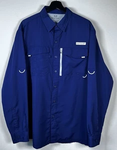 Realtree Fishing Men's Button Shirt L Dark Blue Vented Lightweight Long Sleeve - Picture 1 of 7