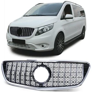 Sport Kühlergrill Frontgrill Schwarz Chrom für Mercedes Vito W447 14-19 - Picture 1 of 8