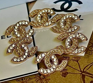 CHANEL CC Lot 4 Button Buttons 15x21 mm 0.59x0.83 Inch Vintage Designer Stamped - Picture 1 of 8
