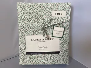 Laura Ashley Full Sheet Set Jolly Holly Green 4pc Cottage Holiday Red Farmhouse - Picture 1 of 4