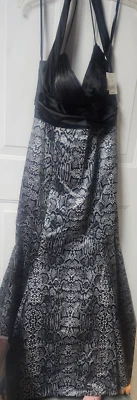 Betsy & Adam Linda Bernell Snakeskin Black White Satin Gown  Sz16 NWT Value $189 - Image 1 of 4