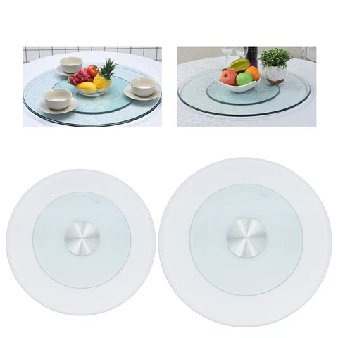 23"~31" Glass Lazy Susan Turntable Dining Table Centerpiece Large  Serving Plate Cover