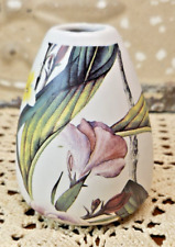 Vintage Small White Vase Hand Painted Floral Teardrop Shape Studio Art Pottery