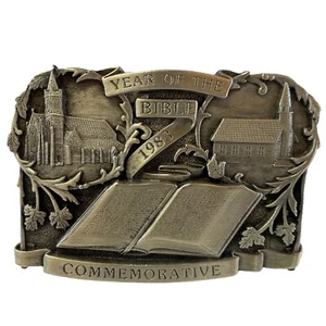 Belt Buckle ~ Year of The Bible ~ Commemorative #2957 ~ Made in USA ~ 1983 NEW - Picture 1 of 16