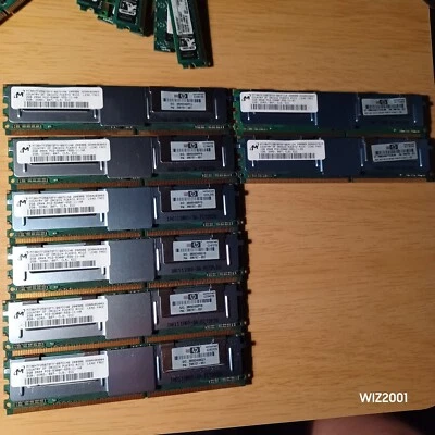 Lot 8x MICRON (6) 2GB & (2) 1GB  PC2-5300F Memory ECC RAM SERVER HP - Image 1 of 4