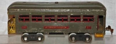 Lionel 341 Standard Gauge Passenger car Observation Gray/Maroon Lionel Lines 12" - Image 1 of 4