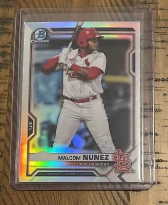 2021 Bowman Draft Chrome Refractor Malcom Nunez #BDC-56 St. Louis Cardinals - Image 1 of 2