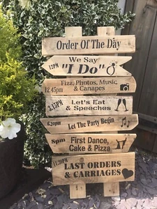 Wedding Sign Post, Order Of The Day, Rustic Wedding Signs, Wedding Plan. - Picture 1 of 18