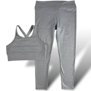 Scorpio Sol 2-Piece Activewear Set Youth SZ 14/16 Gray Striped Bra Leggings EUC - Picture 1 of 12