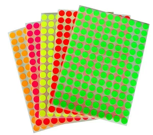 Colored Neon Circular Stickers Small Dots 10mm 3/8 Inch Round Sheet 2800 Pack - Picture 1 of 8