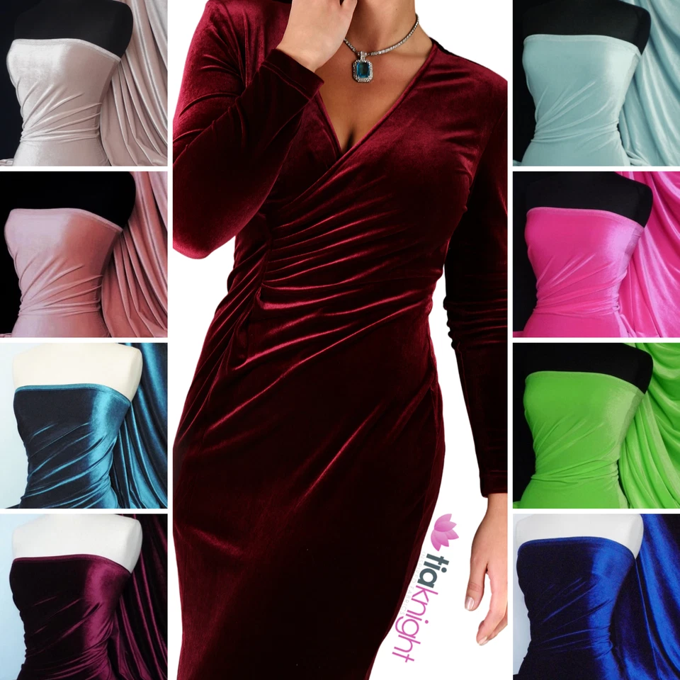 Velvet /Velour Smooth Finish 4 Way Stretch Spandex Fabric- Q559 By Tia Knight - Image 1 of 4