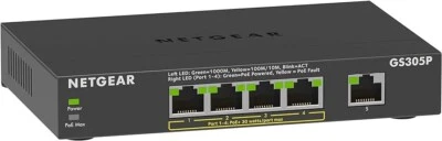 NETGEAR GS305P 5 Ports Ethernet Switch - Black - Image 1 of 2