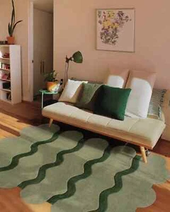 Modern Scallop Rug Bohemian Hand Tufted Rug Wool Area Rug Woolen Carpet 6x9 Feet - Picture 1 of 12