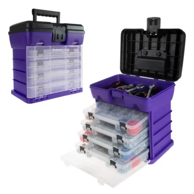 Stalwart Small Parts Organizer Tool Storage Tray Box Bin 5 Compartment Purple