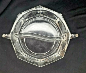 Vintage Clear Glass Divided Serving Dish with Handles - Heavy - Picture 1 of 5