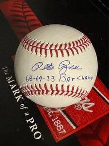 RIP PETE ROSE AUTÓGRAFO BÉISBOL FIRMADO Automático "68-69-73 BAT CHAMP" Certificado JSA - Imagen 1 de 2