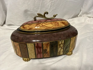 Beautiful Vintage Hand Painted Inlaid Wood Trinket Box - Raymond Waites - Toyo - Picture 1 of 7