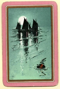sunset boats vintage swap cards playing card single - Picture 1 of 1