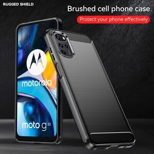For Motorola Moto G22 Shockproof Carbon Fiber TPU Flexible Silicone Case Cover