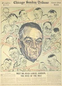 1933 Hugh Samel Johnson Duce of NRA John McCutcheon Chicago Sunday Tribune Repo - Picture 1 of 4